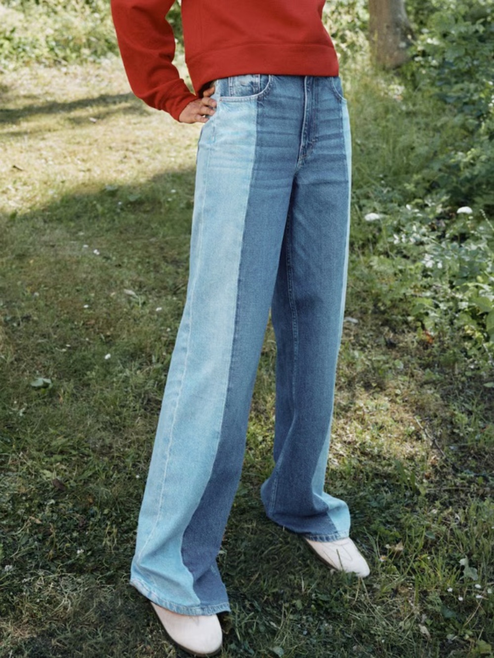 H&M Two Tone Wide Ultra Wide Jeans